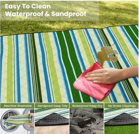 Pătură de picnic, 200 x 150 cm, pătură de plajă rezistentă la apă si nisip, pentru plaja si camping [8]