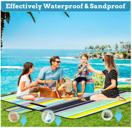 Pătură de picnic Ninonly 200 x 200 cm impermeabilă, pentru de plajă si camping [3]