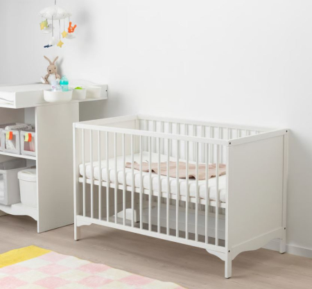 Pătuț pentru copii SOLGUL Ikea, alb, 120x60 cm, cu saltea [6]