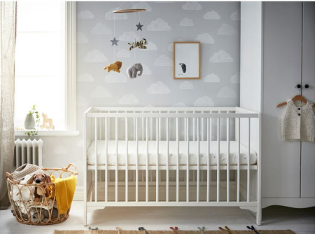 Pătuț pentru copii SOLGUL Ikea, alb, 120x60 cm, cu saltea [5]