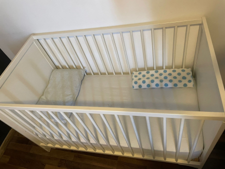 Pătuț pentru copii SOLGUL Ikea, alb, 120x60 cm, cu saltea [2]