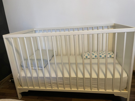 Pătuț pentru copii SOLGUL Ikea, alb, 120x60 cm, cu saltea [1]