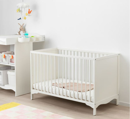 Pătuț pentru copii SOLGUL Ikea, alb, 120x60 cm, cu saltea [7]