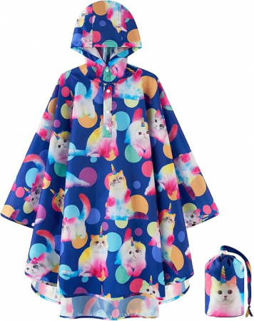 Imbracaminte si Incaltaminte copii - Pelerina de ploaie pentru copii Wawsam, model cu pisici, L 11-15 ani