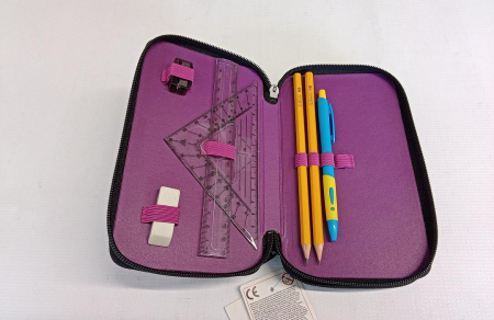 Penar echipat pentru scoala Herlitz, 2 compartimente, 23 rechizite, violet [2]