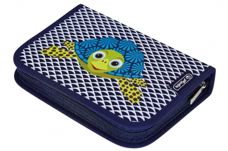 Rechizite si papetarie pentru copii - Penar echipat pentru scoala Herlitz, 29 rechizite, broasca testoasa