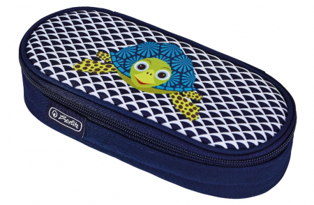 Rechizite si papetarie pentru copii - Penar pentru scoala Herlitz, tip etui oval, broasca testoasa