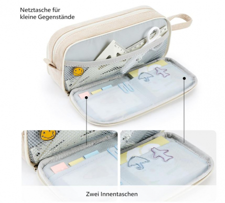 Penar pentru scoala KALIDI, 3 compartimente, velur bej [1]