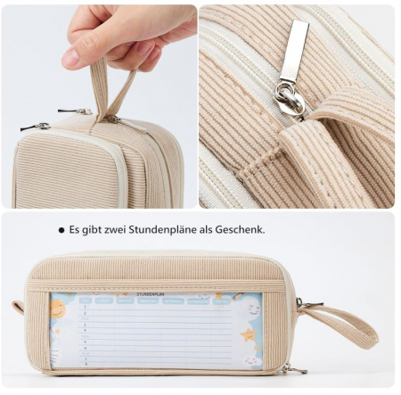 Penar pentru scoala KALIDI, 3 compartimente, velur bej [2]