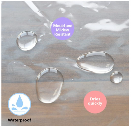 Perdea de duș fără cârlig YISURE, transparent, lățime 120 x înălțime 180 cm [7]