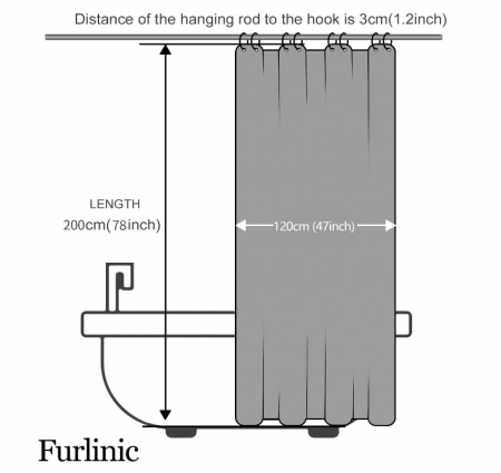 Perdea de duș Furlinic rezistentă la mucegai, impermeabilă, lavabilă, din poliester, 120x200cm [5]