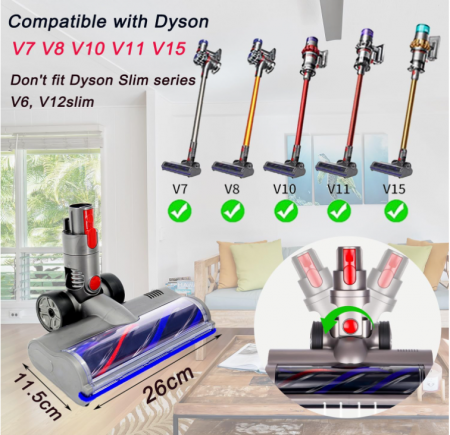 Perie pentru aspirator Dyson V7, V8, V10, V11, V15 cu 1 rola de schimb [4]