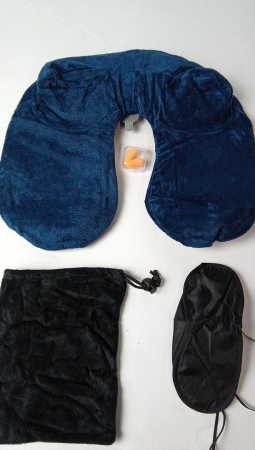 Perna de calatorie gonflabila LUZWAY, husă, dopuri de urechi, masca de ochi pentru dormit [1]