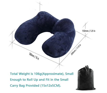 Perna de calatorie gonflabila LUZWAY, husă, dopuri de urechi, masca de ochi pentru dormit [3]