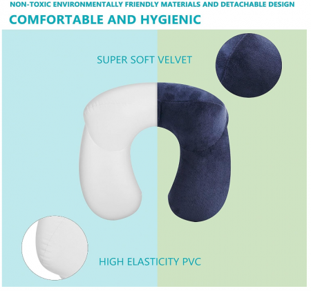 Perna de calatorie gonflabila LUZWAY, husă, dopuri de urechi, masca de ochi pentru dormit [5]