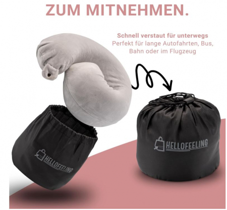 Perna de gat pentru calatorie HelloFeeling, spuma cu memorie, gri [6]