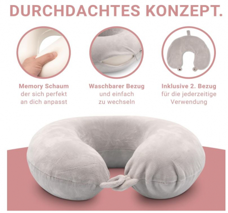 Perna de gat pentru calatorie HelloFeeling, spuma cu memorie, gri [5]