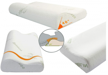 Pernă din spumă cu memorie, ortopedică, pentru susținerea gâtului, cu husă din bambus [5]