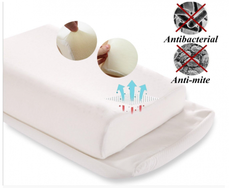 Pernă din spumă cu memorie, ortopedică, pentru susținerea gâtului, cu husă din bambus [2]