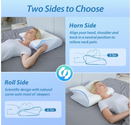 Pernă ergonomică pentru gât HOMCA din spumă cu memorie, 60 x 40 x 11/13 cm [2]