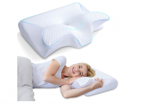 Textile si covoare - Pernă ergonomică pentru gât HOMCA din spumă cu memorie, 60 x 40 x 11/13 cm