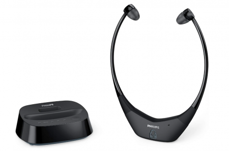Philips E8005BK/10 Căști fără fir pentru televizor In-Ear cu conexiune digitală wireless, rază de 40 m [2]