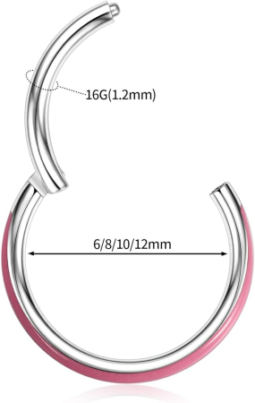 Piercing orbital AROWRO 16G, din oțel chirurgical 316L, roz [8]
