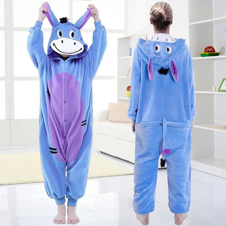 Pijama tip salopeta pentru adulti, model magar Eeyore din Winnie-the-Pooh, marime L [5]