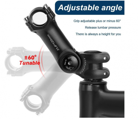 Pipa ajustabila pentru ghidon de bicicletă Getyjoe, 31.8 x 120 mm, 0-60 de grade [4]