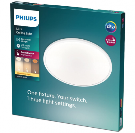 Plafoniera LED Philips SuperSlim SceneSwitch 2700K 18W (alb cald - alb) [2]