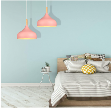 Plafoniera LED retro iDEGU, stil scandinav, E27, 24 cm, roz [5]