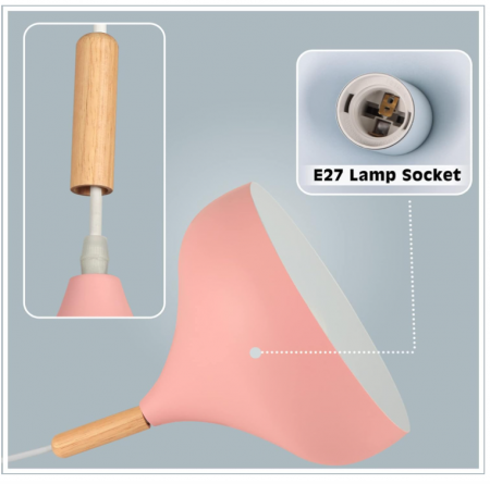 Plafoniera LED retro iDEGU, stil scandinav, E27, 24 cm, roz [8]