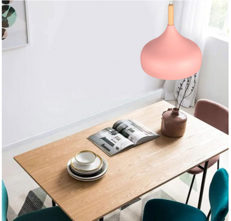 Plafoniera LED retro iDEGU, stil scandinav, E27, 24 cm, roz [2]