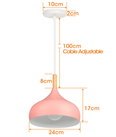 Plafoniera LED retro iDEGU, stil scandinav, E27, 24 cm, roz [6]
