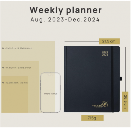 Planificator academic POPRUN 2023 2024, 26.5 x 21.5 cm, albastru [5]