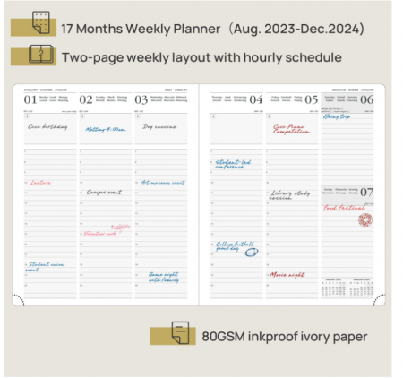 Planificator academic POPRUN 2023 2024, 26.5 x 21.5 cm, albastru [2]