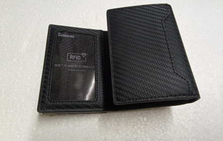 Portofel cu compartiment pentru Airtag TIMOXI, protectie RFID, pentru barbati, negru [4]