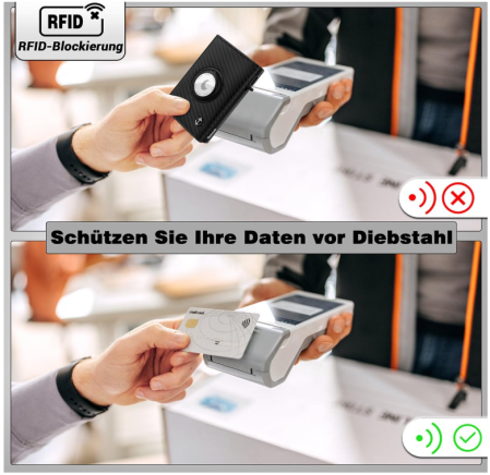 Portofel cu compartiment pentru Airtag TIMOXI, protectie RFID, pentru barbati, negru [9]
