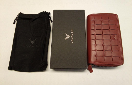 Portofel dama de piele Lavalen, protectie RFID, rosu, 20 x 11 x 4 cm [1]
