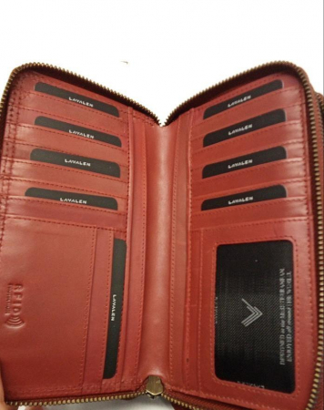 Portofel dama de piele Lavalen, protectie RFID, rosu, 20 x 11 x 4 cm [6]