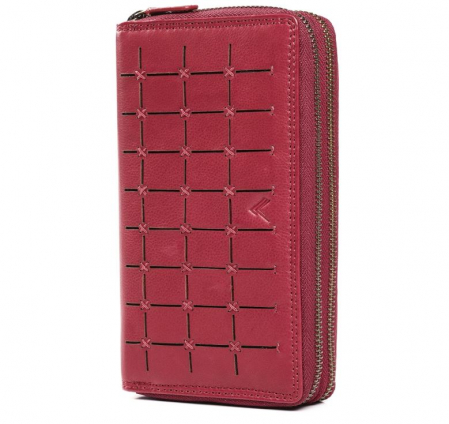 Fashion - Portofel dama de piele Lavalen, protectie RFID, rosu, 20 x 11 x 4 cm