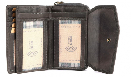 Portofel damă din piele naturală Benthill, cu protecție RFID, maro [6]