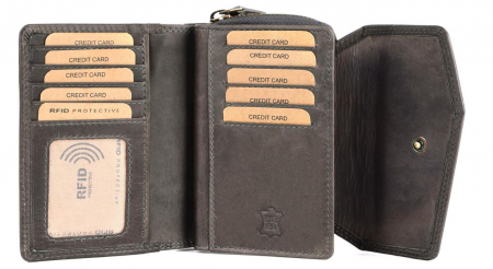 Portofel damă din piele naturală Benthill, cu protecție RFID, maro [5]