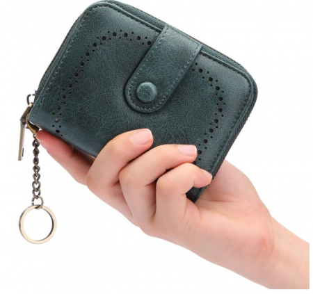 Portofel dama Best Wishes For You, din piele, protectie RFID, albastru [5]