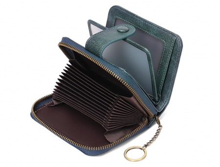 Fashion - Portofel dama Best Wishes For You, din piele, protectie RFID, albastru