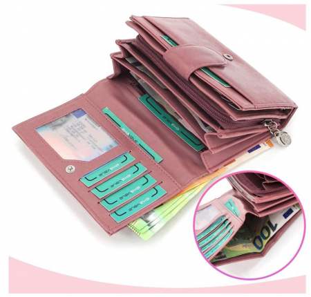 Portofel dama Jennifer Jones, 15 x 10 x 4 cm, roz [5]