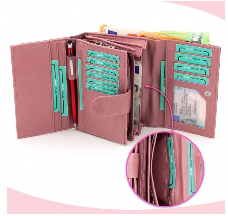 Portofel dama Jennifer Jones, 15 x 10 x 4 cm, roz [4]