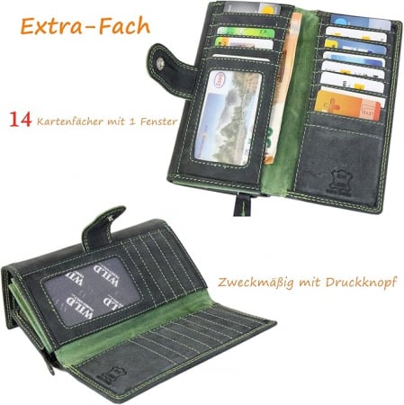 Portofel de dama Irisaa, din piele, protectie RFID, negru [2]