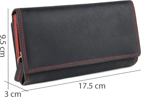 Portofel de dama Irisaa, din piele, protectie RFID, negru [5]