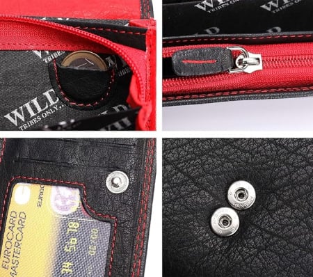 Portofel de dama Irisaa, din piele, protectie RFID, negru [3]